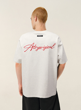 ATRY花体刺绣短袖t恤男国潮牌美式高街宽松复古印花情侣装上衣女