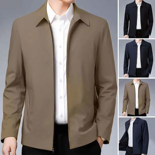 aged Zipper Men Lapel Elegant Jacket Mid with