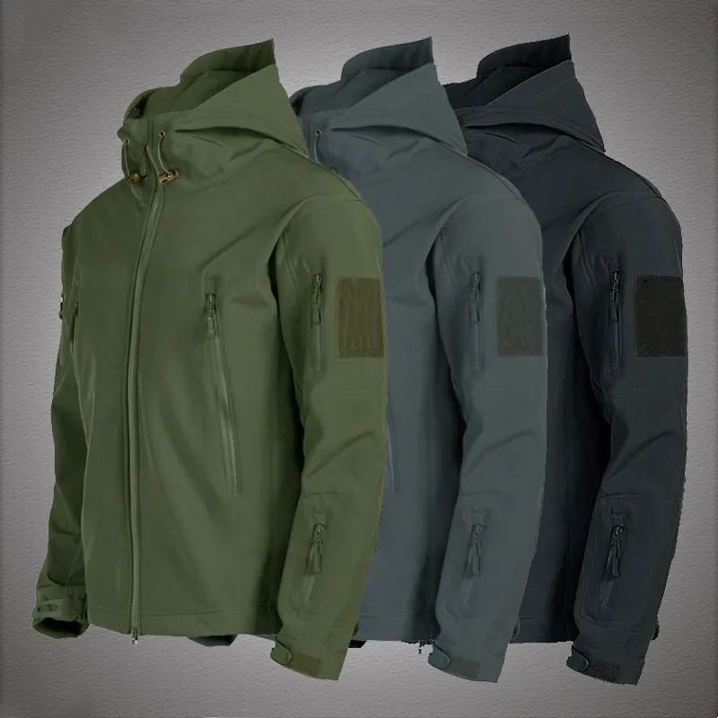 Military Shark Skin Soft Shell Jackets Men Tactical Windproo 男装 短裤 原图主图