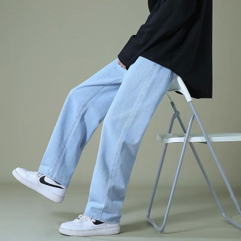 New Autumn Men Denim Wide-leg Pants Korean Style Straight Li 男装 短裤 原图主图