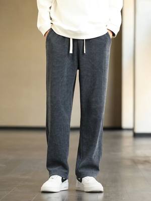 Spring Autumn Men's Sweatpants Wide Leg Straight Baggy Casua