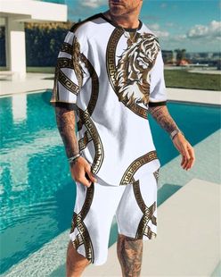 Tiger shirt Tracksuit Animal Piece Summer Printed Shorts