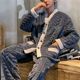 New 2024 Set Pajamas Fluffy Warm Men Winter Flannel neck