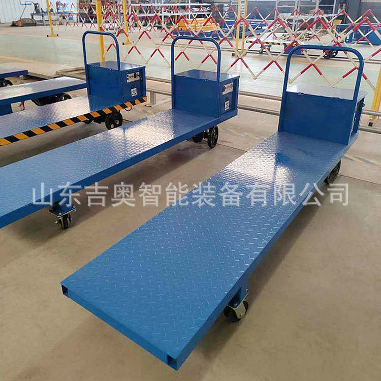 牵引式护栏拖挂重型平板拖车四轮转向平板转运车 护栏式平板拖车