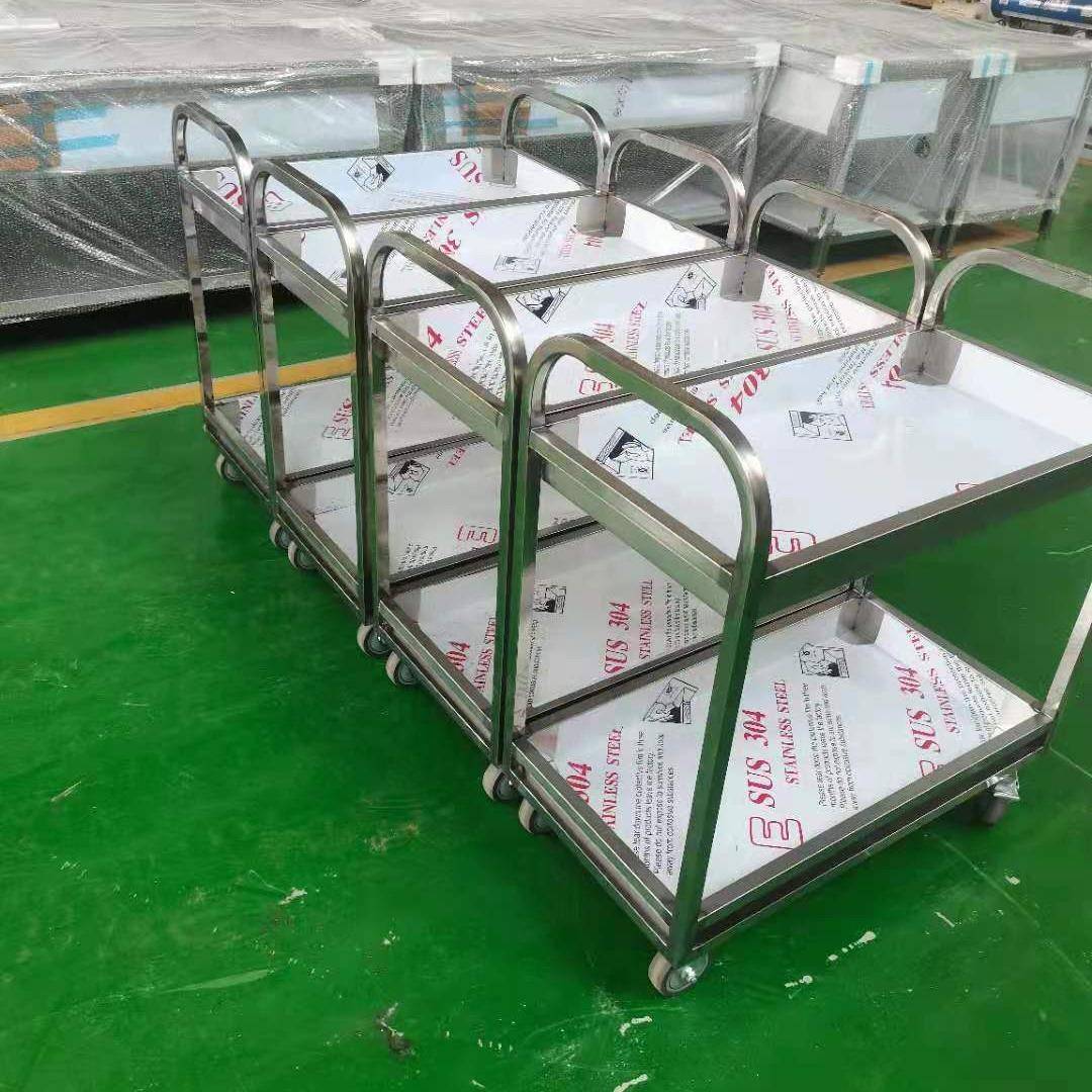 304不锈钢收碗车餐厅食堂送餐车可移动储物车双层收餐车