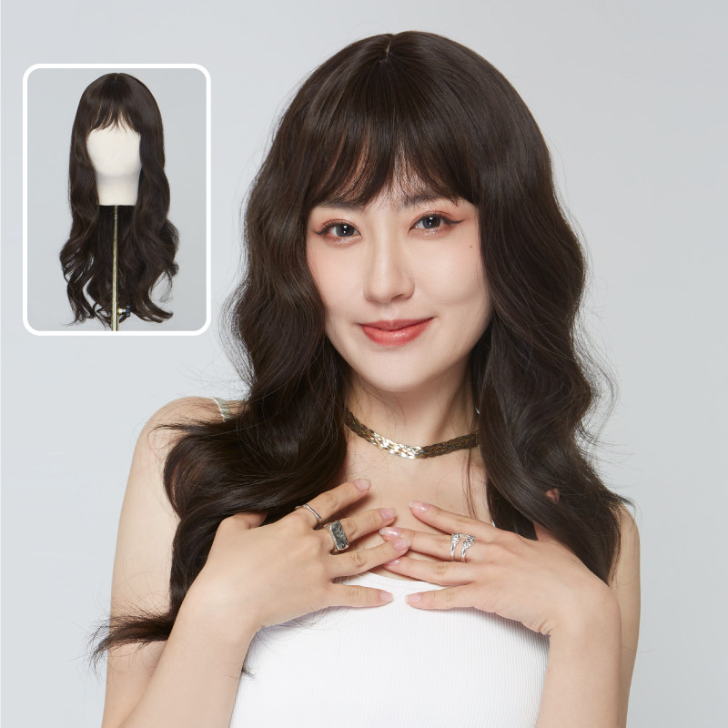 lucy lee空气刘海人鱼卷长发大波浪长卷发气质自然蓬松造型全头套