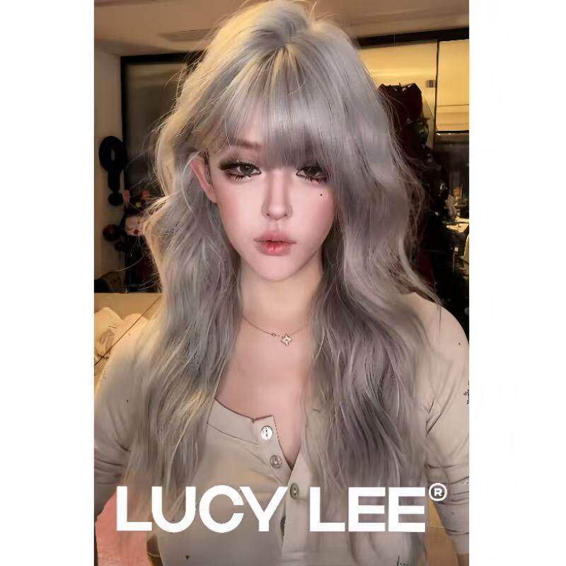 LUCYLEE免修剪格里菲斯】升级仿递针金属灰银色中长款水波卷假发