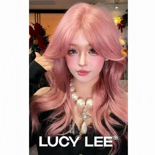 LUCY LEE【免修剪微醺芭比】仿递针精修微醺粉中长卷假发头套小圆