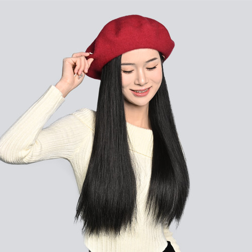 LUCYLEE可拆卸画家贝雷帽假发
