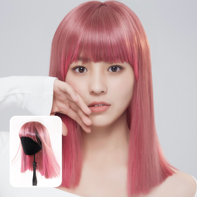 lucy lee粉墨大法假发女全头套中长直发梨花头齐刘海女生假直发