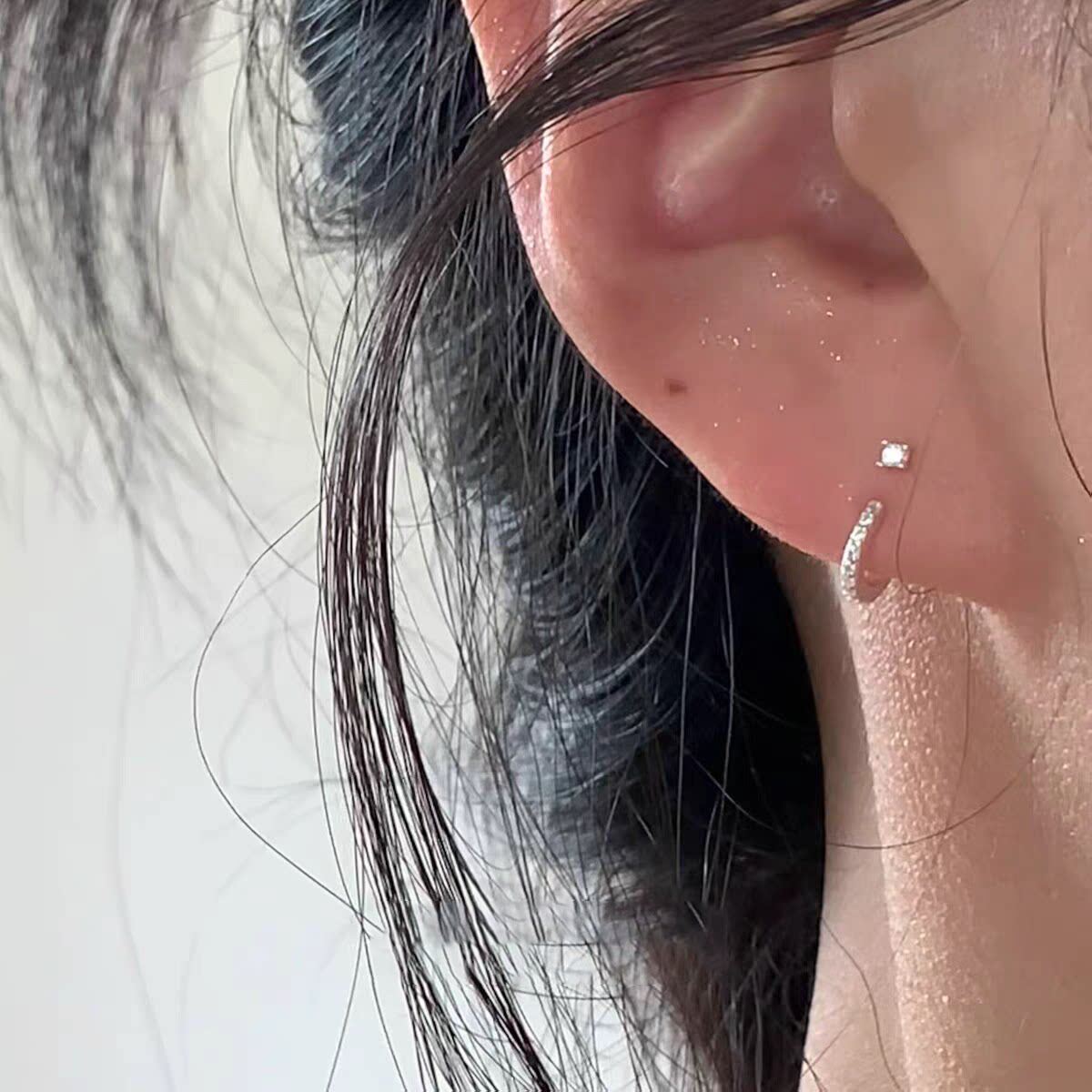 一款两戴锆石耳钉女高级独特设计感轻奢小众耳环高颜值养耳洞耳饰