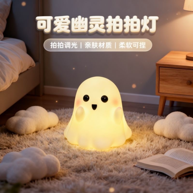 可爱幽灵拍拍小夜灯卧室床头氛围装饰拍照摆件生日礼物送朋友闺蜜