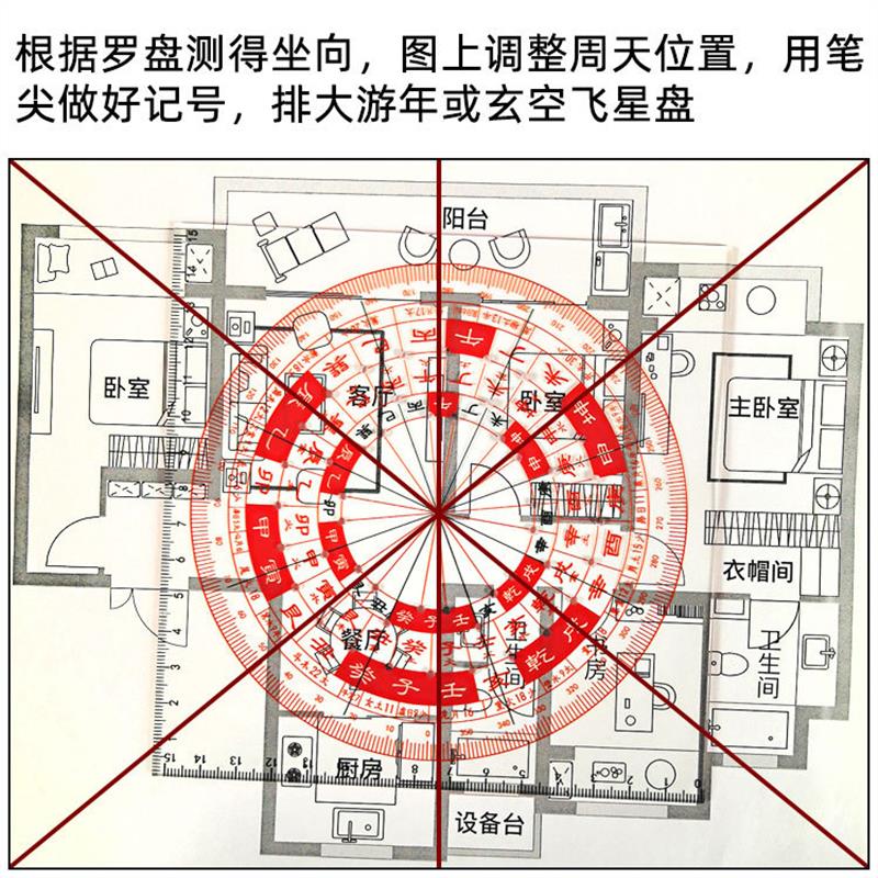 立极尺透明罗盘49孔八宅玄空飞星户型亚克力专业立极规中式测量尺