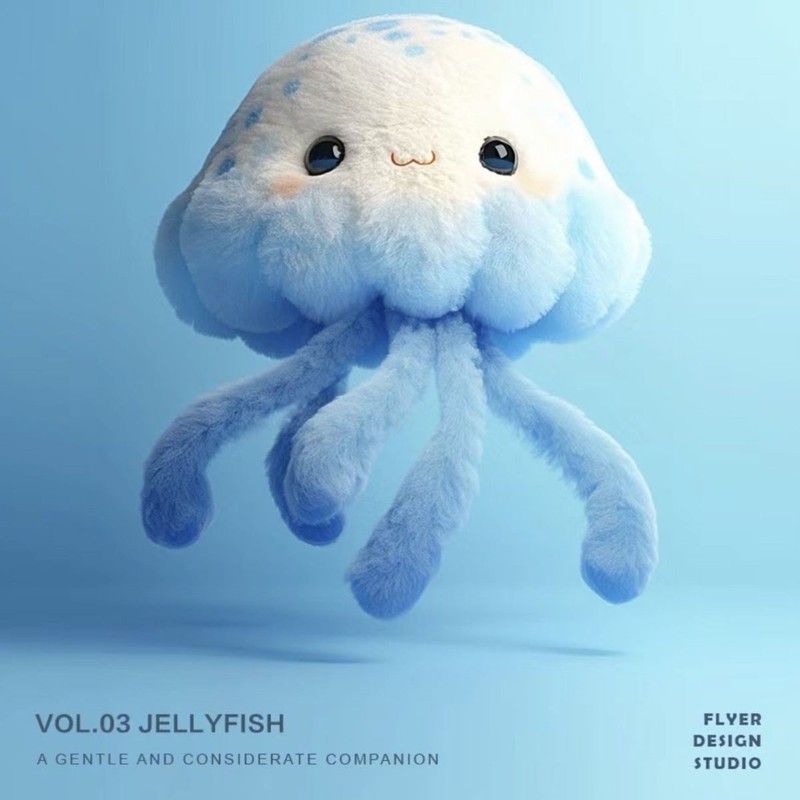 可爱创意海洋生物水母毛绒玩偶钥匙扣公仔挂饰儿童动物挂件万圣节
