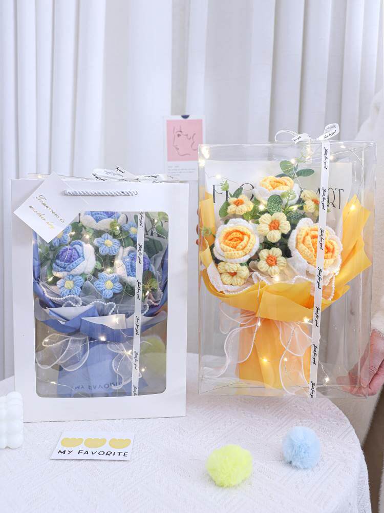 意毛线钩针编织玫瑰花束仿真香皂花 私人订制产品 跨境链接创