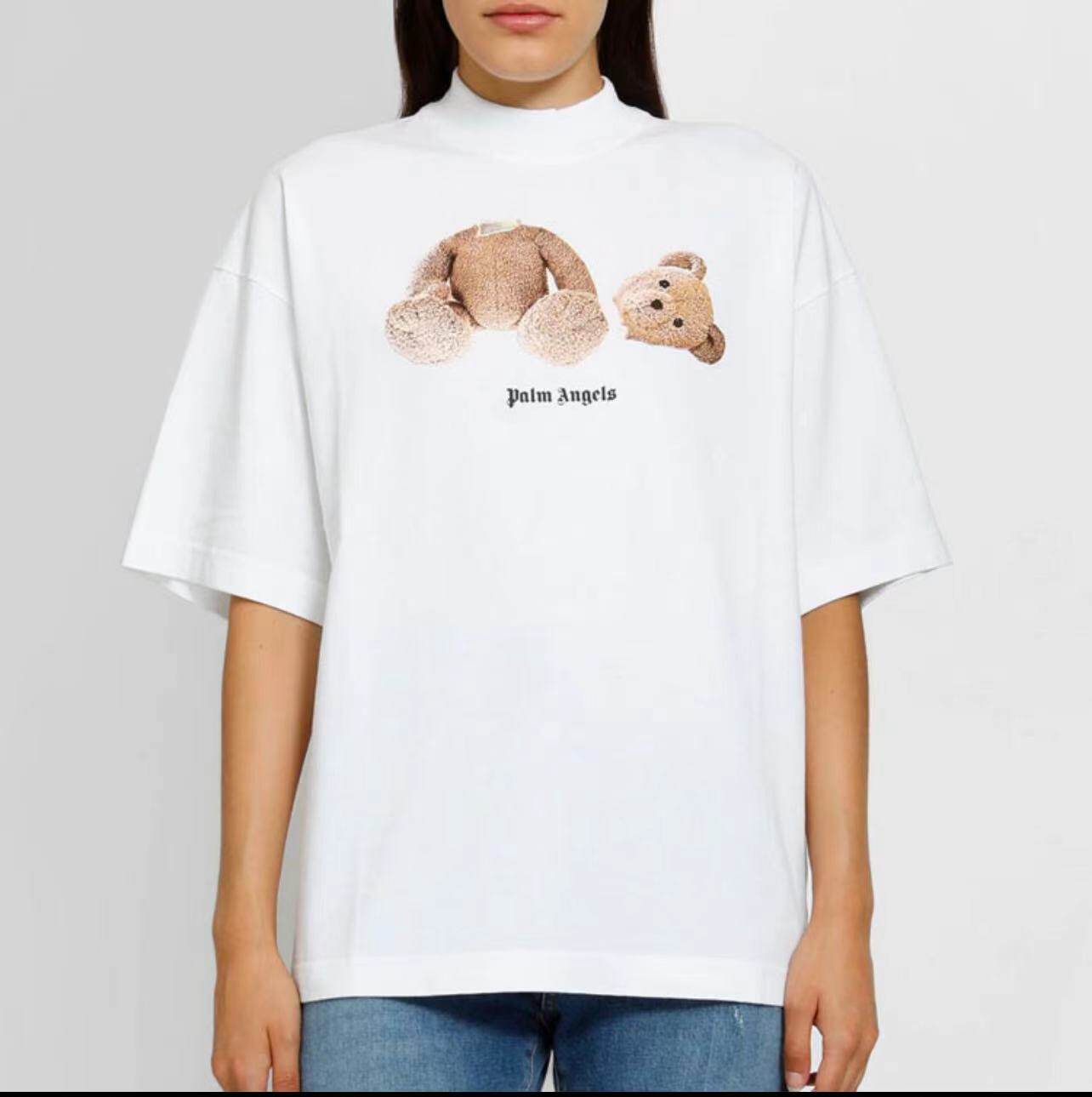 正确版palm断头小熊泰迪熊小高领短袖t恤 棕榈天使angels男女潮牌