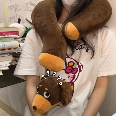 腊肠狗问号颈枕抱枕创意