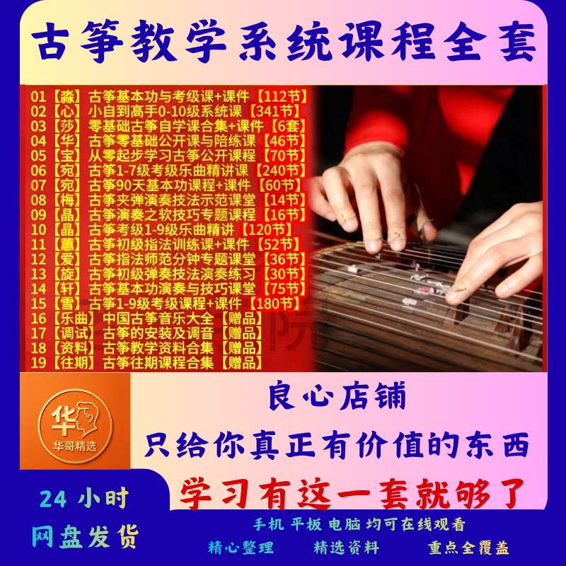 古筝自学课程全套合集零基础教程学习入门到精通教学培训视频教程
