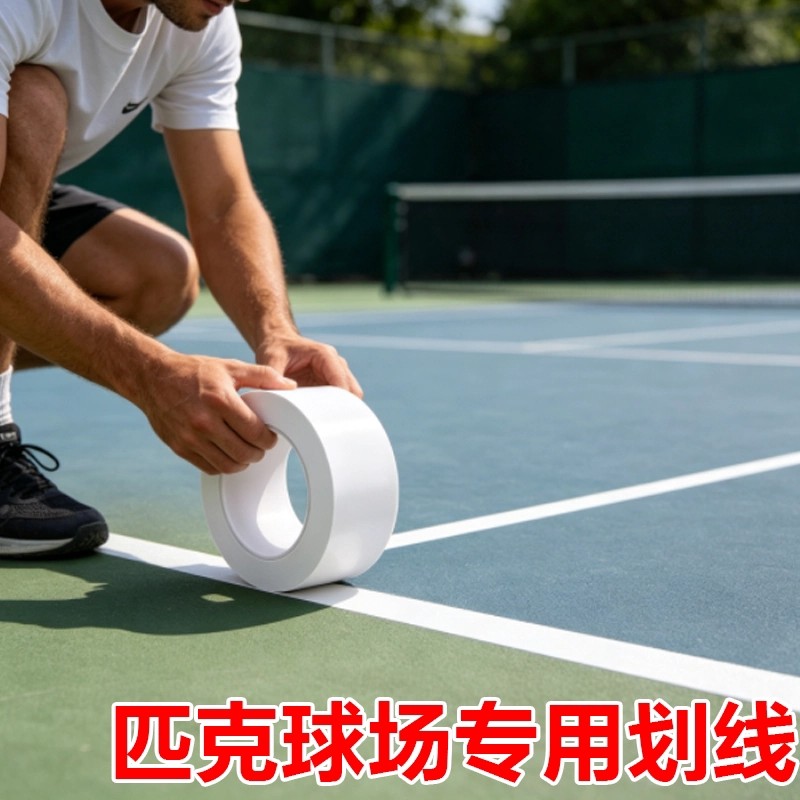 匹克球场地线标识贴纸匹克球标准场地边界线划线胶带防水耐磨PVC白色地板胶带训练器羽毛球篮球场地贴线