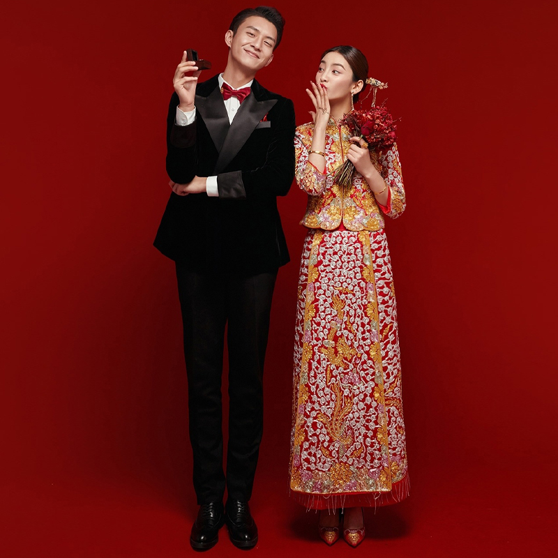 出租龙凤褂重工新娘中式结婚礼服