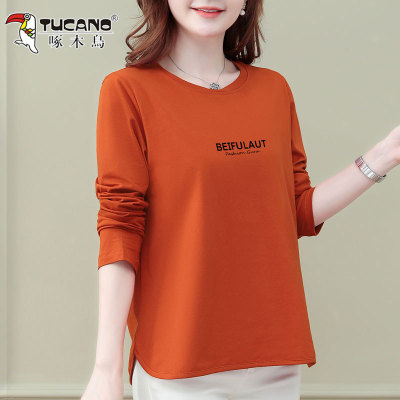 啄木鸟纯棉长袖T恤女士薄款2025