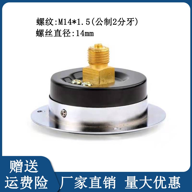 雷尔达Y60ZT轴向带边 气压水压液压油压空压机真空压力表M14*1.5