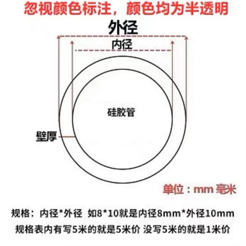硅胶管 硅胶软管 耐高温硅橡胶圆管水管1/2/3/4/5/6/8/10/12/16mm