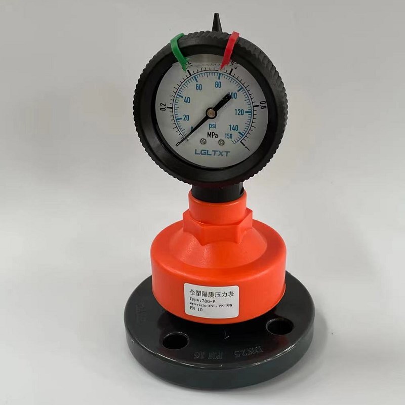 UPVC法兰隔膜压力表耐酸碱防腐DN15/20 /25PVC塑料加厚型厂家直销