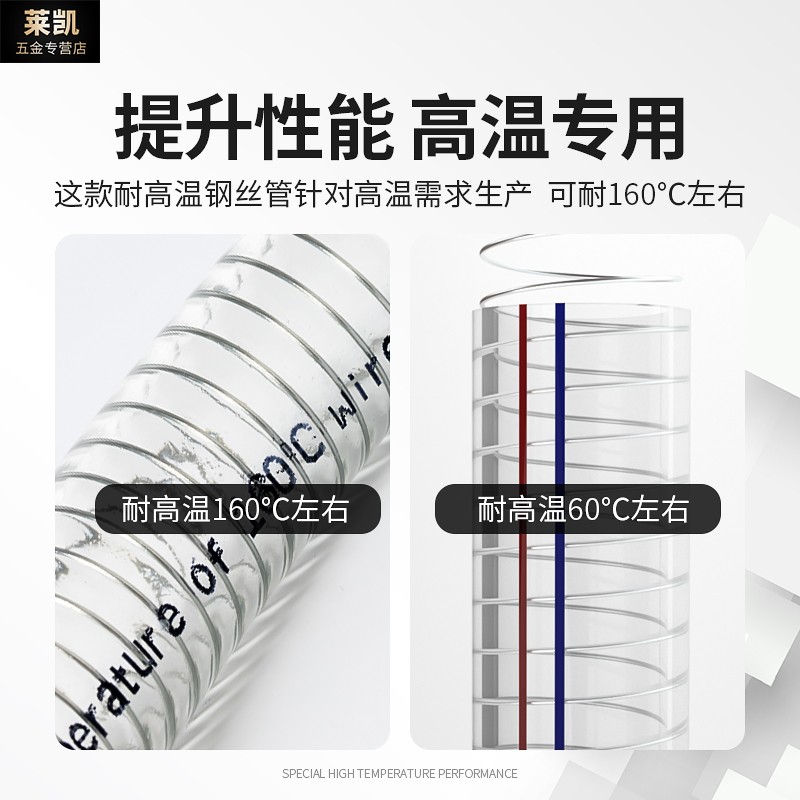 耐高温160度钢丝软管pvc透明水管塑料高压25/32/50mm1/2/3寸油管