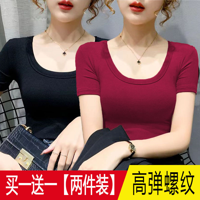 短袖T恤女夏季新款弹性上衣女