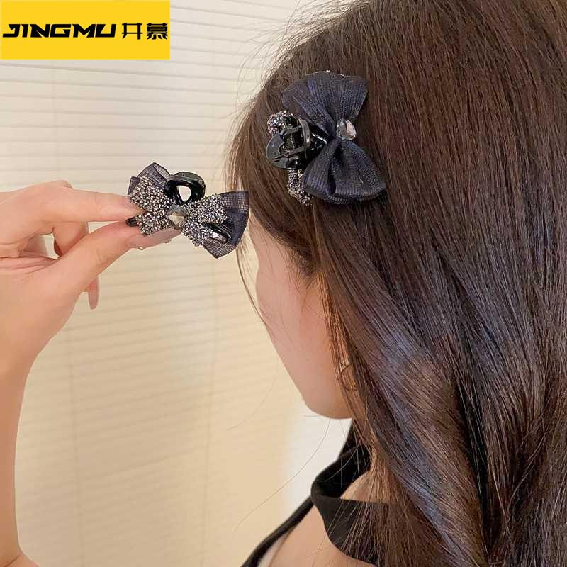 井慕~新款高级感网纱水钻蝴蝶结小号抓夹气质公主头AB面发夹刘海