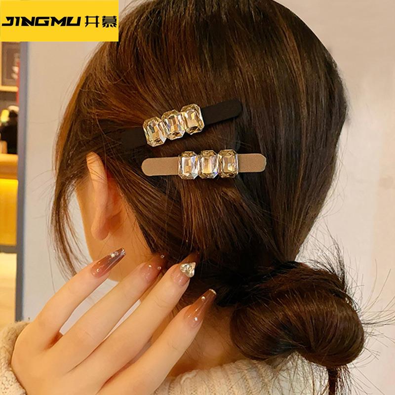 井慕~时尚简约水钻发夹女网红气质刘海侧边夹百搭一字夹2024新款