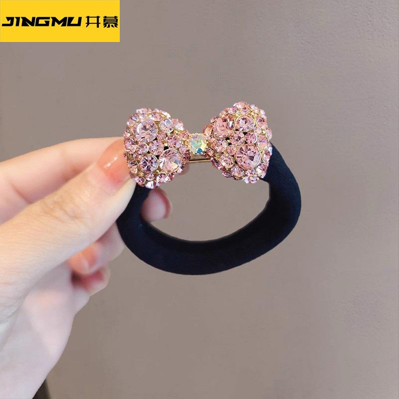 井慕~新款高级发圈蝴蝶结头绳闪钻发绳时尚法式皮筋甜美皮套洋气