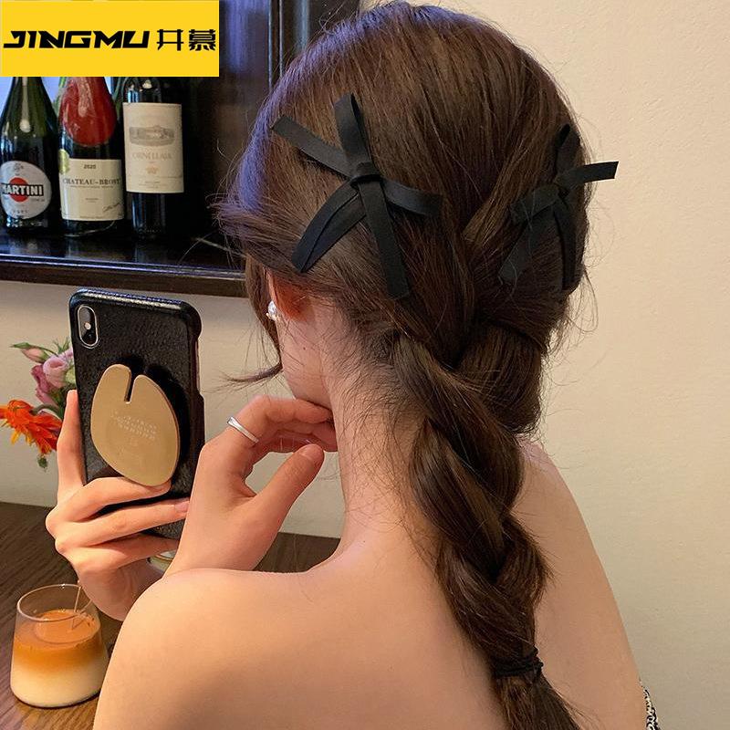 井慕~2025韩版新款甜美少女丝带蝴蝶结bb夹刘海发夹侧边碎发夹发