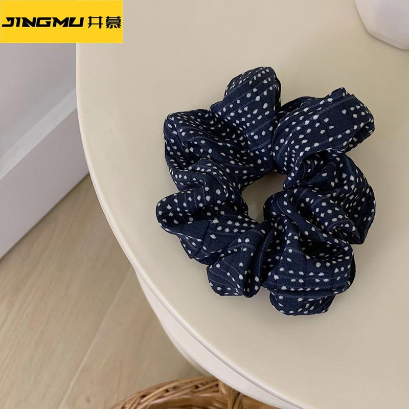 井慕~高颜值韩系百搭藏青色几何大肠发圈洋气显白头绳女皮筋发绳