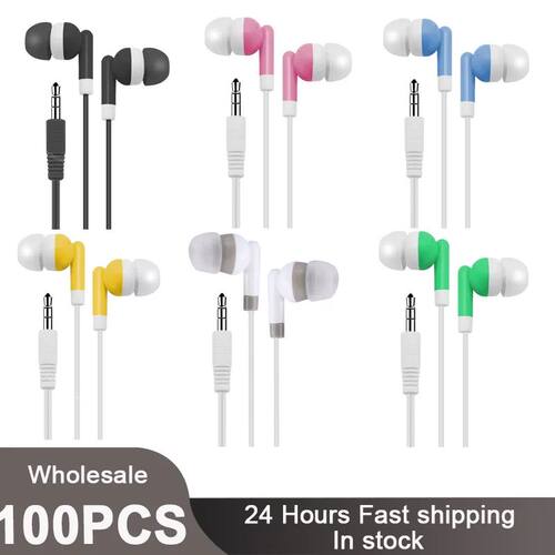 100Pcs Low Cost Earphones Disposable 3.5MM In Ear Wired