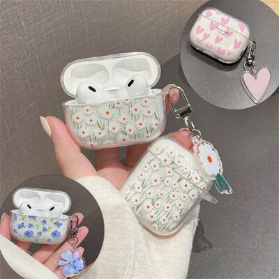 For AirPods Pro 2nd Case Ins Fashion Heart Flower Clear