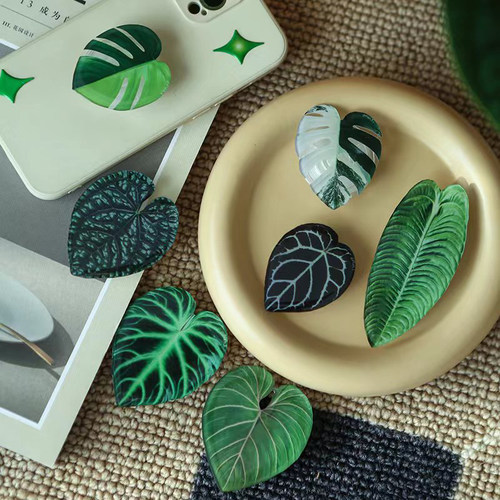 Luxury Glossy Simulation Leaf Expandable Griptok Phone Holde