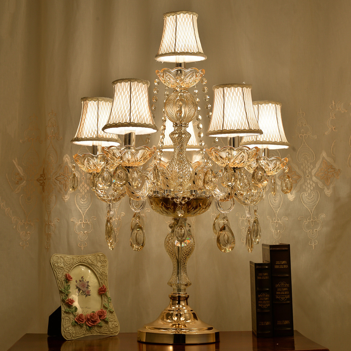 欧式奢华水晶台灯卧室床头灯客厅婚庆高级感装饰ins少女公主台灯