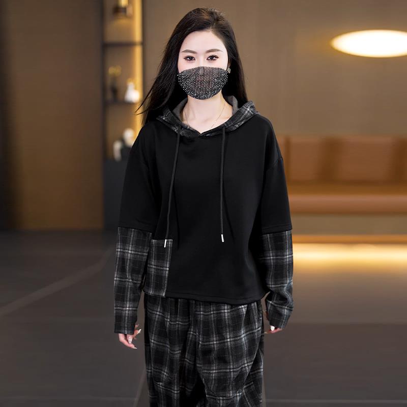 MONLOUVE大码时尚法式格子套装女2025秋新款胖mm洋气时髦上衣休闲