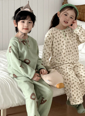 【春春Spring】【顾奈】儿童卡通印花加绒加厚秋冬家居服套装