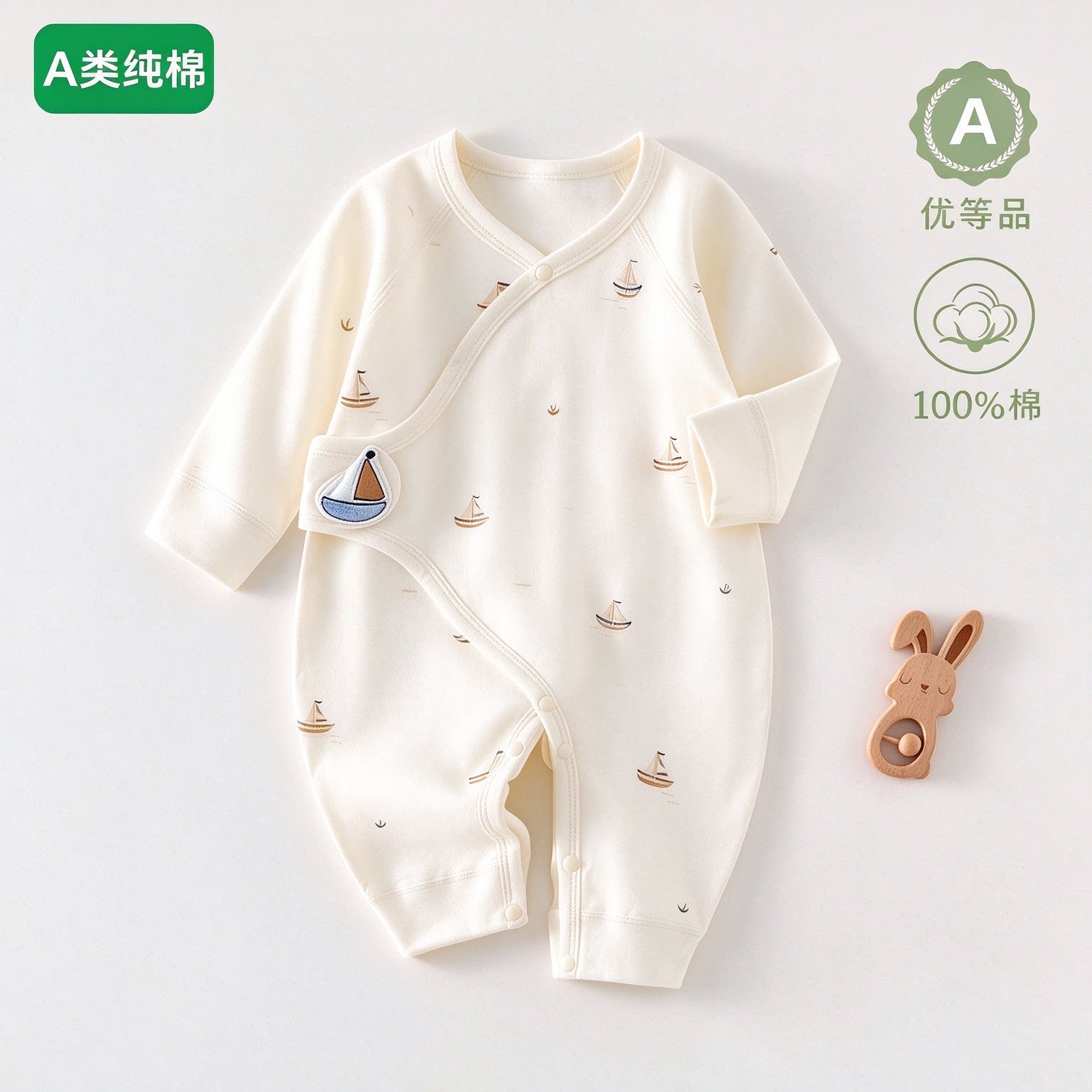 全棉新生婴儿连体衣a类纯棉宝宝衣服童装四季款7A抗菌无骨蝴蝶衣