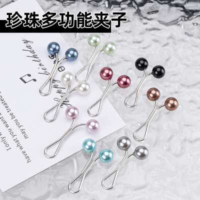 金属简约服装收紧珍珠夹子