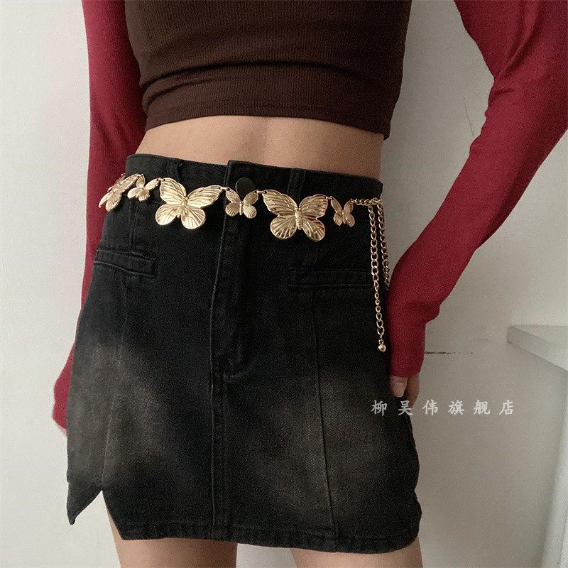 蝴蝶装饰腰链女2025新款夏季JK制服配饰百搭腰带韩版简约ins皮带