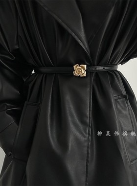 柳吴伟2025新款花朵大衣腰封女款束腰装饰西装外套腰带配裙子收腰