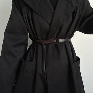 高级感打结真皮腰带女款配裙子大衣羽绒服外套收腰腰封时尚细皮带