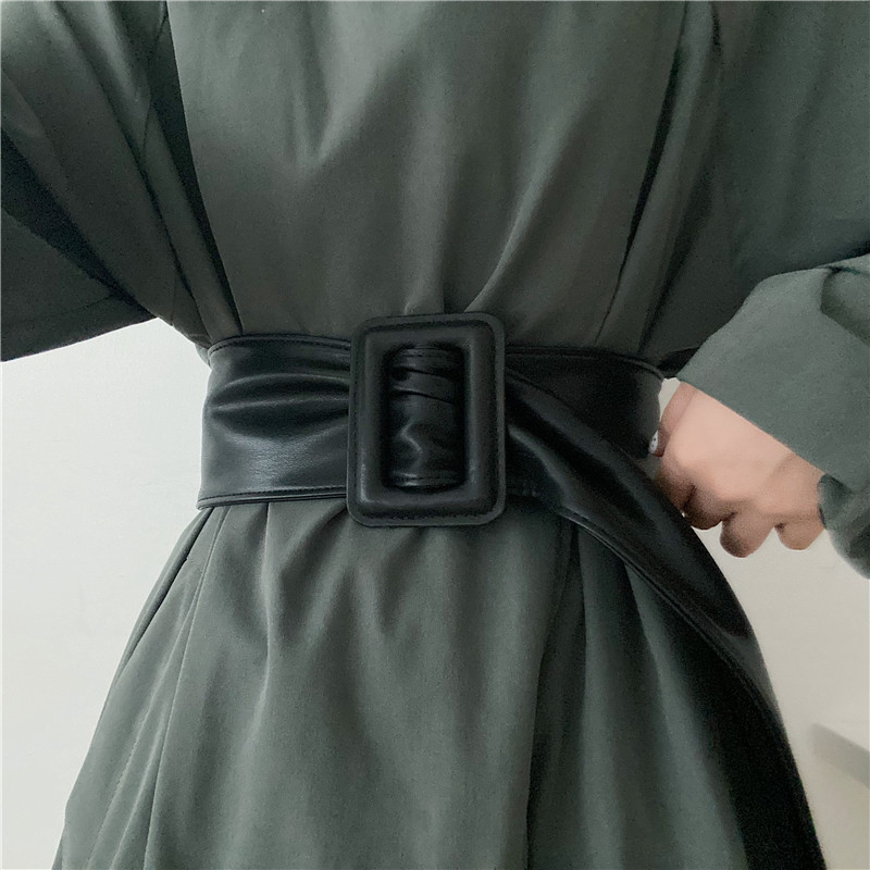 腰带欧美复古无孔封显瘦百搭