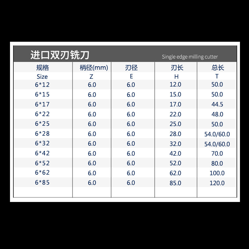 新品6MM双刃铣刀 密度板 亚克力木工切割 镂空刀 数控雕刻机刀具