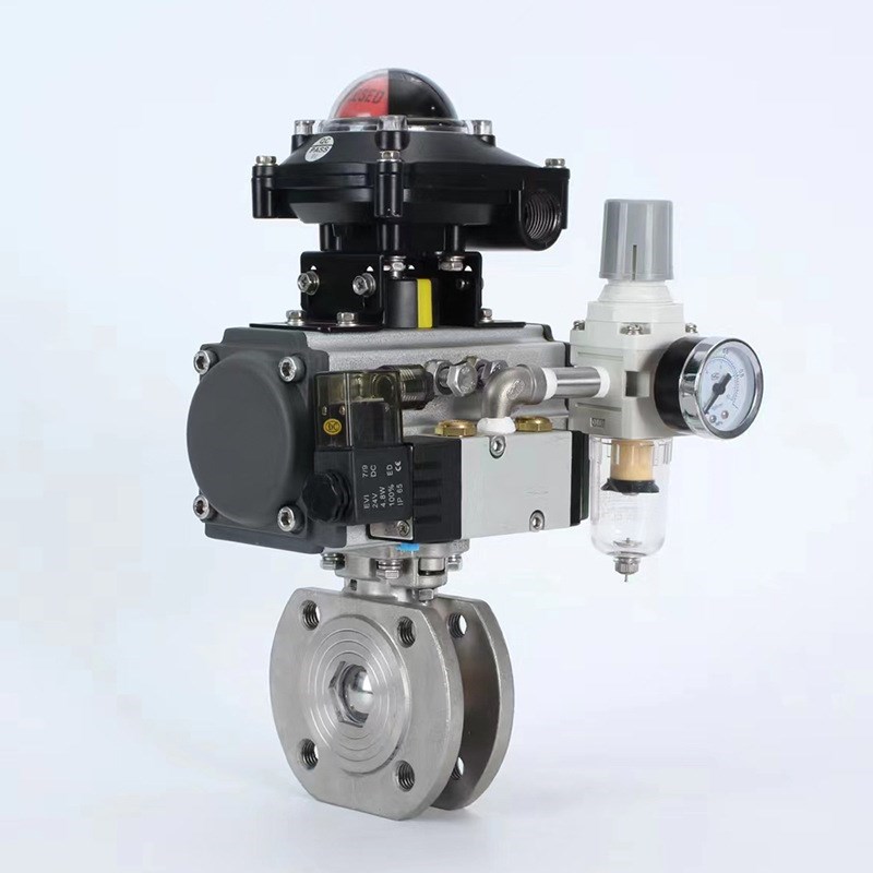 Q671F-16P 304不锈钢意大利式对夹式高平台超薄型法兰气动球阀