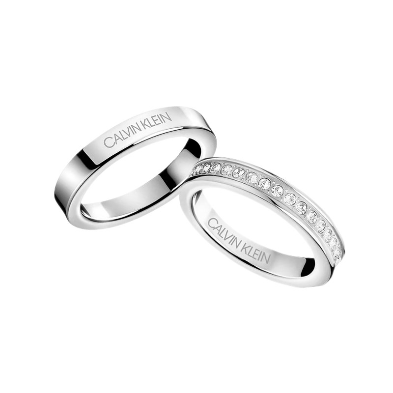 Calvin Klein/凯文克莱护刻CK满天星素戒情侣对戒指环